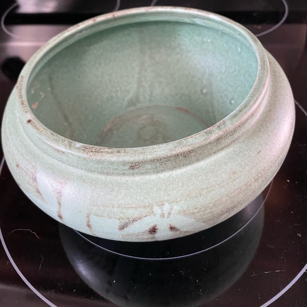 Vintage Ceramic Pot with Bamboo Design